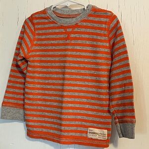Carters 4T orange and gray stripe waffle tee